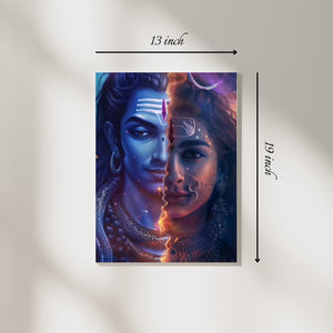 Lord Shiva and Parvati (Ardhanareeshvara) Canvas Print – High Quality Wall Art