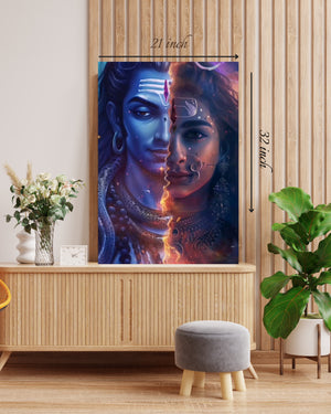 Lord Shiva and Parvati (Ardhanareeshvara) Canvas Print – High Quality Wall Art