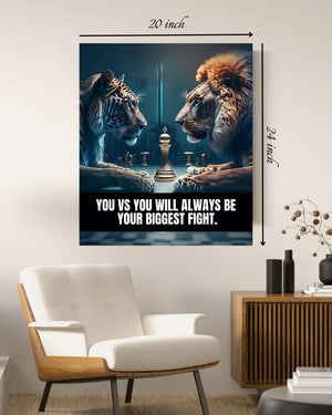 You Vs You Will Always Be Your Biggest Fight Motivational Quote – High Quality Wall Art