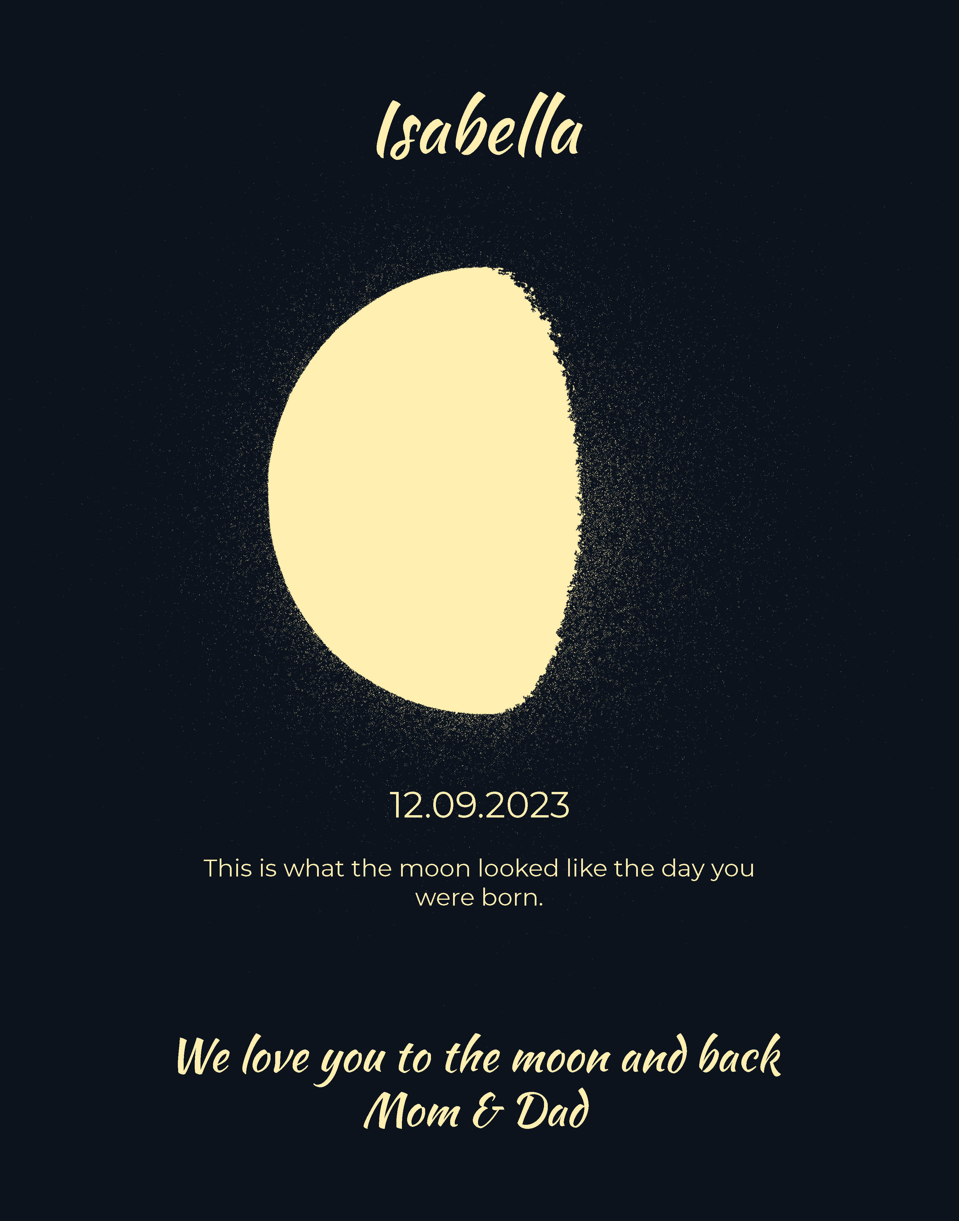 Custom Moon Phase Print - Personalized with Your Special Date and Message