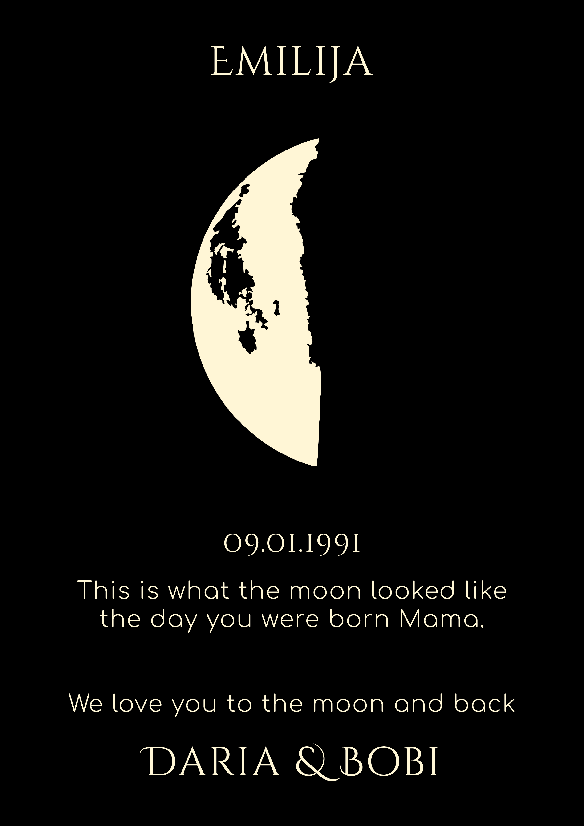 Custom Moon Phase Print - Personalized with Your Special Date and Message