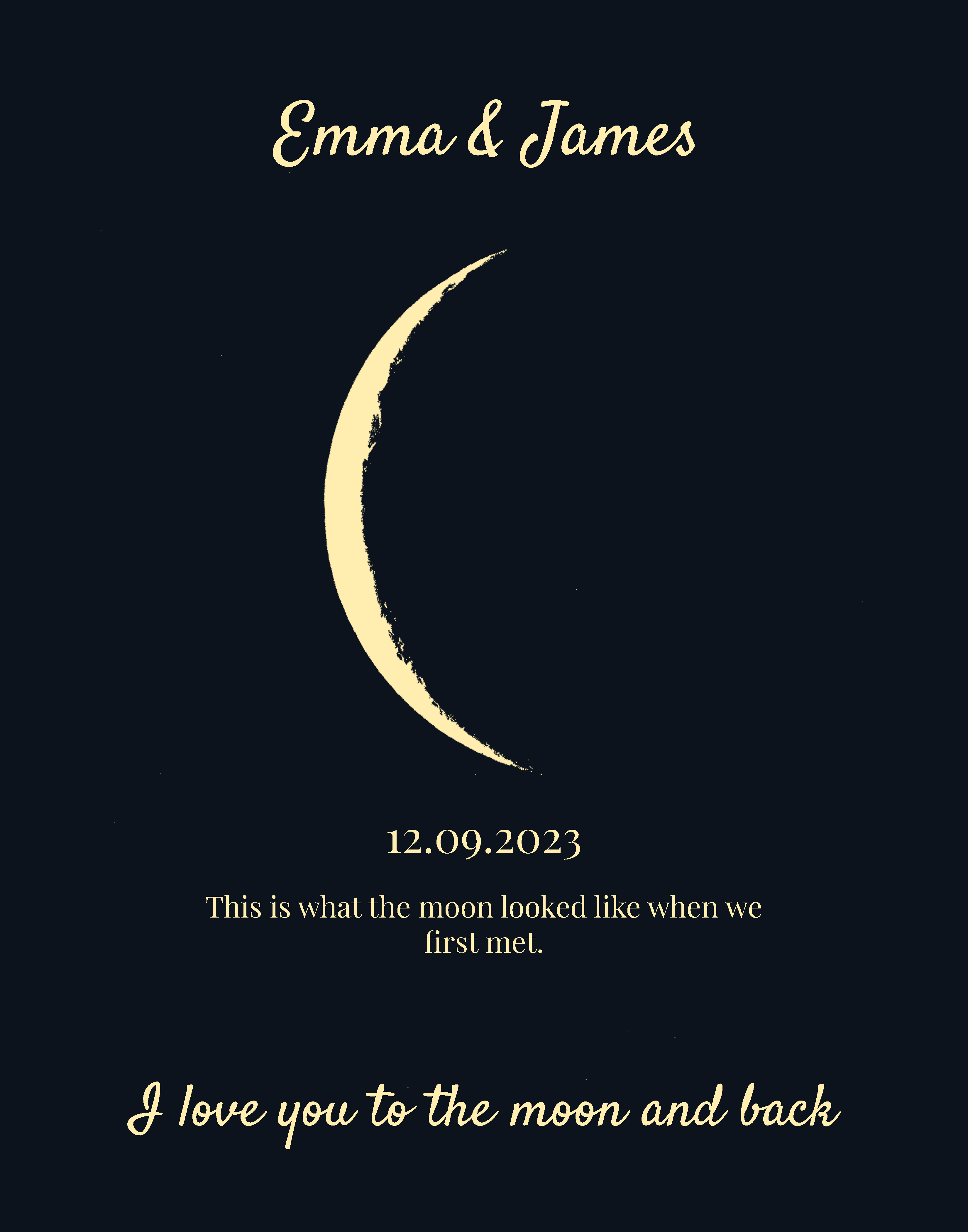 Custom Moon Phase Print - Personalized with Your Special Date and Message