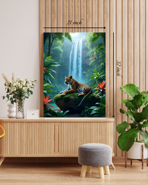 Jaguar & Waterfall Canvas Print – Beautiful Nature Canvas Print