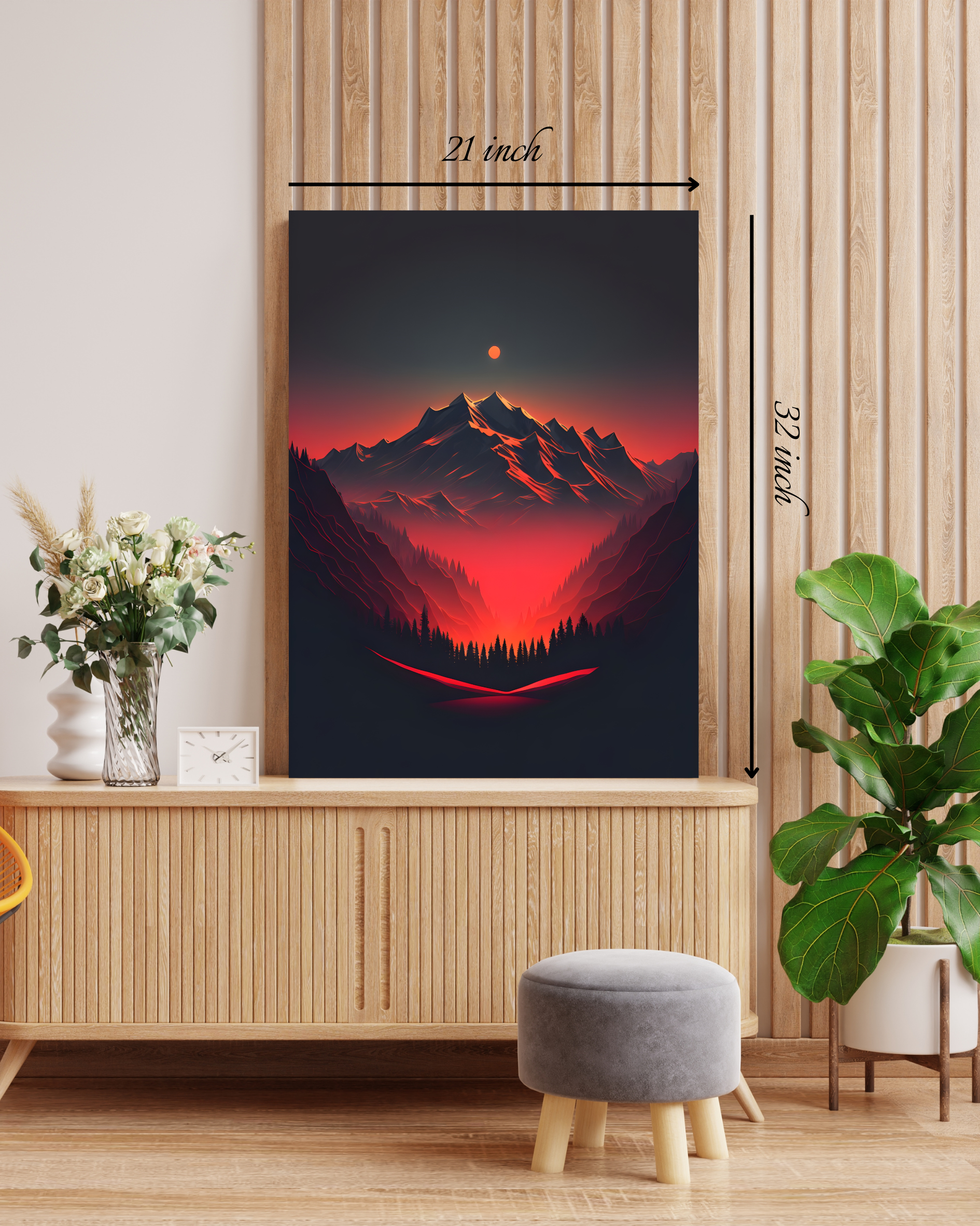 Red Sky with Mountain Canvas Print – Beautiful Nature Canvas Print