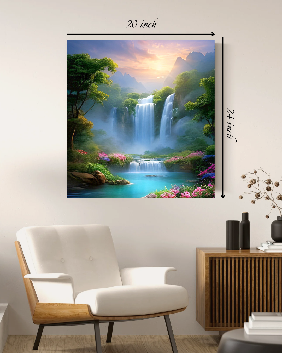 Serene Waterfall Canvas Print  – Beautiful Nature Canvas Print