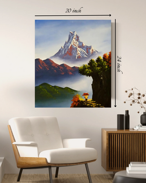 Handmade Painting of Mount Machhapuchhre Canvas Print– High Quality Wall Art