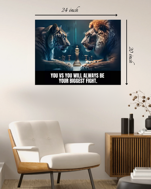 You Vs You Will Always Be Your Biggest Fight Motivational Quote – High Quality Wall Art